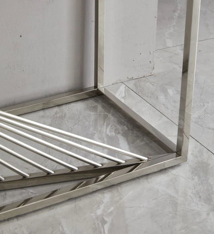 Spiral Console Hallway Table Stainless Steel Base Marble Top Silver