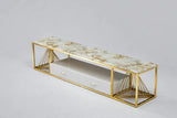 Spiral Tv Unit Stainless Steel Base Marble Top Gold