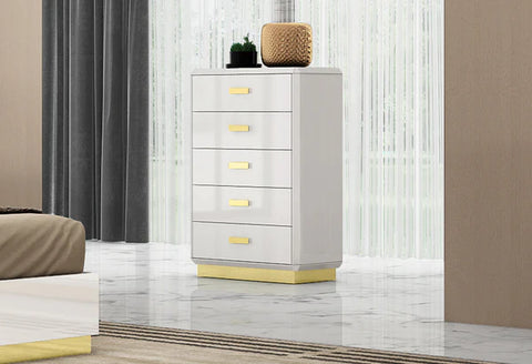Vania Bedroom Suite Luxury Modern White Titanium Gold