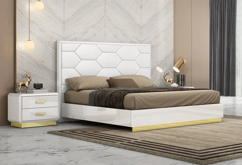 Vania Bedroom Suite Luxury Modern White Titanium Gold