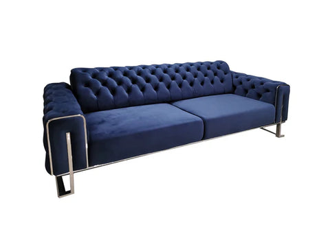 Zurih Luxury Velvet Sofa Set Navy
