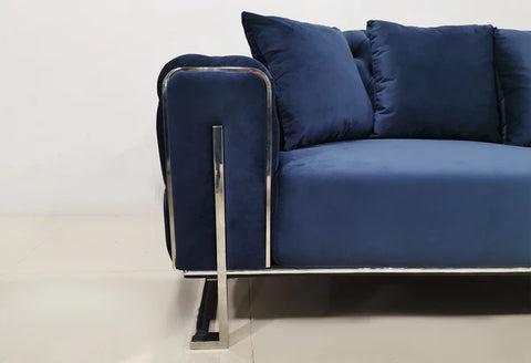 Zurih Luxury Velvet Sofa Set Navy