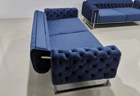 Zurih Luxury Velvet Sofa Set Navy