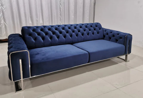 Zurih Luxury Velvet Sofa Set Navy